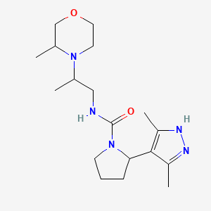 2-(3,5-dimethyl-1H-pyrazol-4-yl)-N-[2-(3-methylmorpholin-4-yl)propyl]pyrrolidine-1-carboxamide