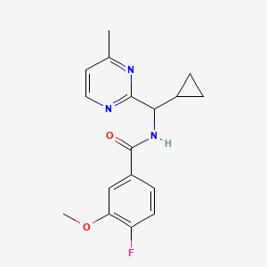 molecular formula C17H18FN3O2 B7641058 N-[cyclopropyl-(4-methylpyrimidin-2-yl)methyl]-4-fluoro-3-methoxybenzamide 