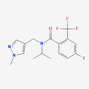 4-fluoro-N-[(1-methylpyrazol-4-yl)methyl]-N-propan-2-yl-2-(trifluoromethyl)benzamide