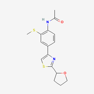 molecular formula C16H18N2O2S2 B7641100 N-[2-methylsulfanyl-4-[2-(oxolan-2-yl)-1,3-thiazol-4-yl]phenyl]acetamide 