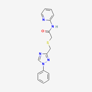 molecular formula C16H15N5OS B7641120 2-[(1-phenyl-1,2,4-triazol-3-yl)methylsulfanyl]-N-pyridin-2-ylacetamide 