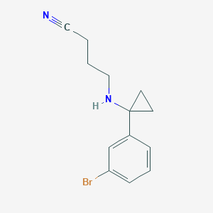 molecular formula C13H15BrN2 B7641125 4-[[1-(3-Bromophenyl)cyclopropyl]amino]butanenitrile 