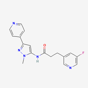 molecular formula C17H16FN5O B7641141 3-(5-fluoropyridin-3-yl)-N-(2-methyl-5-pyridin-4-ylpyrazol-3-yl)propanamide 