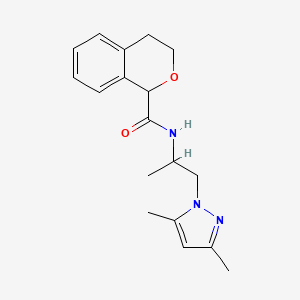 molecular formula C18H23N3O2 B7641145 N-[1-(3,5-dimethylpyrazol-1-yl)propan-2-yl]-3,4-dihydro-1H-isochromene-1-carboxamide 