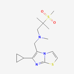 molecular formula C15H23N3O2S2 B7641219 N-[(6-cyclopropylimidazo[2,1-b][1,3]thiazol-5-yl)methyl]-N,2-dimethyl-2-methylsulfonylpropan-1-amine 