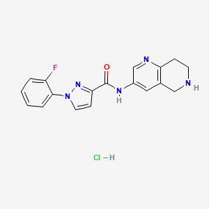 molecular formula C18H17ClFN5O B7641236 1-(2-fluorophenyl)-N-(5,6,7,8-tetrahydro-1,6-naphthyridin-3-yl)pyrazole-3-carboxamide;hydrochloride 