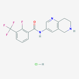 molecular formula C16H14ClF4N3O B7641242 2-fluoro-N-(5,6,7,8-tetrahydro-1,6-naphthyridin-3-yl)-3-(trifluoromethyl)benzamide;hydrochloride 