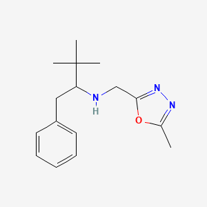 molecular formula C16H23N3O B7641281 3,3-dimethyl-N-[(5-methyl-1,3,4-oxadiazol-2-yl)methyl]-1-phenylbutan-2-amine 