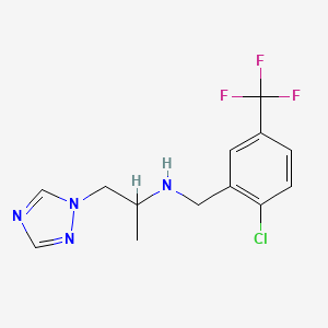 molecular formula C13H14ClF3N4 B7641293 N-[[2-chloro-5-(trifluoromethyl)phenyl]methyl]-1-(1,2,4-triazol-1-yl)propan-2-amine 