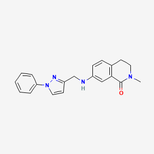 molecular formula C20H20N4O B7641304 2-Methyl-7-[(1-phenylpyrazol-3-yl)methylamino]-3,4-dihydroisoquinolin-1-one 