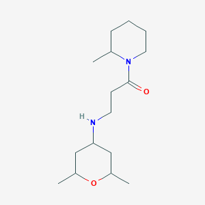 molecular formula C16H30N2O2 B7641333 3-[(2,6-Dimethyloxan-4-yl)amino]-1-(2-methylpiperidin-1-yl)propan-1-one 