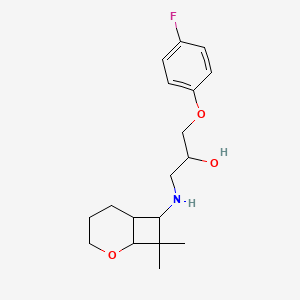 molecular formula C18H26FNO3 B7641339 1-[(8,8-Dimethyl-2-oxabicyclo[4.2.0]octan-7-yl)amino]-3-(4-fluorophenoxy)propan-2-ol 