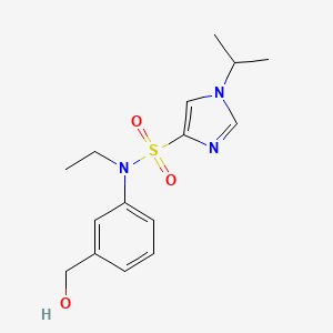 molecular formula C15H21N3O3S B7641349 N-ethyl-N-[3-(hydroxymethyl)phenyl]-1-propan-2-ylimidazole-4-sulfonamide 