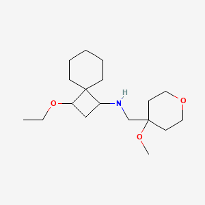 molecular formula C18H33NO3 B7641388 3-ethoxy-N-[(4-methoxyoxan-4-yl)methyl]spiro[3.5]nonan-1-amine 