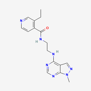 molecular formula C16H19N7O B7641440 3-ethyl-N-[2-[(1-methylpyrazolo[3,4-d]pyrimidin-4-yl)amino]ethyl]pyridine-4-carboxamide 