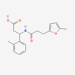 molecular formula C18H21NO4 B7641460 3-[3-(5-Methylfuran-2-yl)propanoylamino]-3-(2-methylphenyl)propanoic acid 