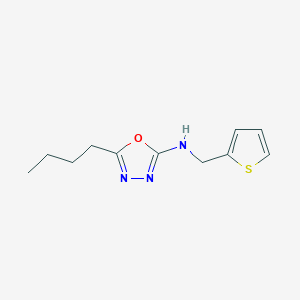 molecular formula C11H15N3OS B7641507 5-butyl-N-(thiophen-2-ylmethyl)-1,3,4-oxadiazol-2-amine 