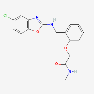 molecular formula C17H16ClN3O3 B7641562 2-[2-[[(5-chloro-1,3-benzoxazol-2-yl)amino]methyl]phenoxy]-N-methylacetamide 