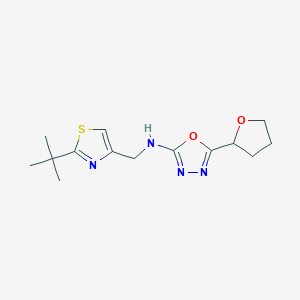 N-[(2-tert-butyl-1,3-thiazol-4-yl)methyl]-5-(oxolan-2-yl)-1,3,4-oxadiazol-2-amine