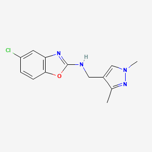 molecular formula C13H13ClN4O B7641588 5-chloro-N-[(1,3-dimethylpyrazol-4-yl)methyl]-1,3-benzoxazol-2-amine 