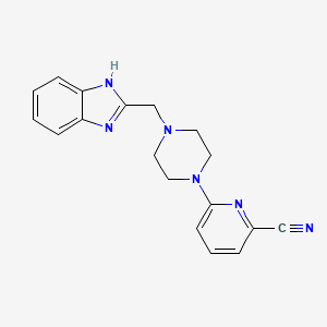 molecular formula C18H18N6 B7641590 6-[4-(1H-benzimidazol-2-ylmethyl)piperazin-1-yl]pyridine-2-carbonitrile 