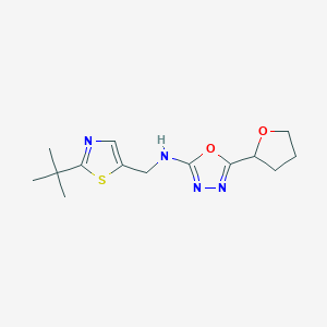 N-[(2-tert-butyl-1,3-thiazol-5-yl)methyl]-5-(oxolan-2-yl)-1,3,4-oxadiazol-2-amine