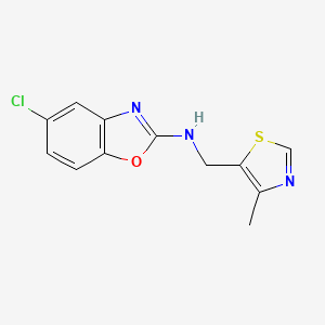 molecular formula C12H10ClN3OS B7641615 5-chloro-N-[(4-methyl-1,3-thiazol-5-yl)methyl]-1,3-benzoxazol-2-amine 