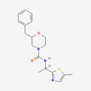 molecular formula C18H23N3O2S B7641676 2-benzyl-N-[1-(5-methyl-1,3-thiazol-2-yl)ethyl]morpholine-4-carboxamide 