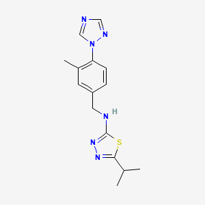 N-[[3-methyl-4-(1,2,4-triazol-1-yl)phenyl]methyl]-5-propan-2-yl-1,3,4-thiadiazol-2-amine