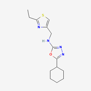 5-cyclohexyl-N-[(2-ethyl-1,3-thiazol-4-yl)methyl]-1,3,4-oxadiazol-2-amine