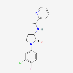 molecular formula C17H17ClFN3O B7641806 1-(3-Chloro-4-fluorophenyl)-3-(1-pyridin-2-ylethylamino)pyrrolidin-2-one 