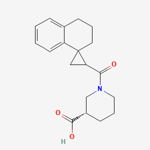 molecular formula C19H23NO3 B7641824 (3S)-1-(spiro[2,3-dihydro-1H-naphthalene-4,2'-cyclopropane]-1'-carbonyl)piperidine-3-carboxylic acid 