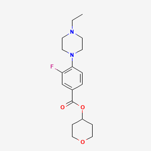 molecular formula C18H25FN2O3 B7641830 Oxan-4-yl 4-(4-ethylpiperazin-1-yl)-3-fluorobenzoate 