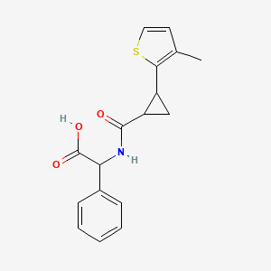 molecular formula C17H17NO3S B7641853 2-[[2-(3-Methylthiophen-2-yl)cyclopropanecarbonyl]amino]-2-phenylacetic acid 