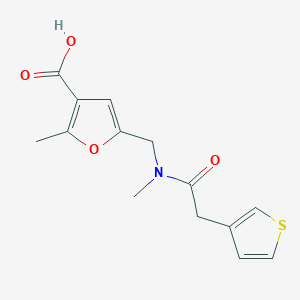 2-Methyl-5-[[methyl-(2-thiophen-3-ylacetyl)amino]methyl]furan-3-carboxylic acid