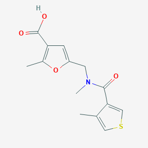 molecular formula C14H15NO4S B7641923 2-Methyl-5-[[methyl-(4-methylthiophene-3-carbonyl)amino]methyl]furan-3-carboxylic acid 