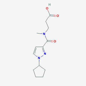 molecular formula C13H19N3O3 B7641937 3-[(1-Cyclopentylpyrazole-3-carbonyl)-methylamino]propanoic acid 