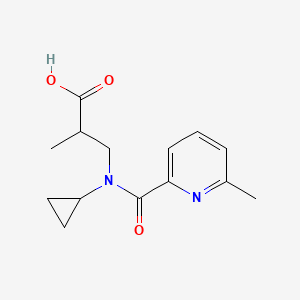 molecular formula C14H18N2O3 B7641995 3-[Cyclopropyl-(6-methylpyridine-2-carbonyl)amino]-2-methylpropanoic acid 