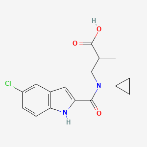 molecular formula C16H17ClN2O3 B7642012 3-[(5-chloro-1H-indole-2-carbonyl)-cyclopropylamino]-2-methylpropanoic acid 