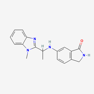 molecular formula C18H18N4O B7642036 6-[1-(1-Methylbenzimidazol-2-yl)ethylamino]-2,3-dihydroisoindol-1-one 