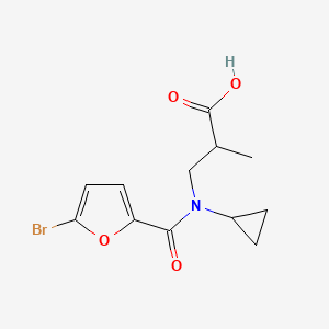 molecular formula C12H14BrNO4 B7642040 3-[(5-Bromofuran-2-carbonyl)-cyclopropylamino]-2-methylpropanoic acid 