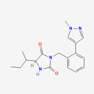 molecular formula C18H22N4O2 B7642064 5-Butan-2-yl-3-[[2-(1-methylpyrazol-4-yl)phenyl]methyl]imidazolidine-2,4-dione 