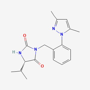 molecular formula C18H22N4O2 B7642081 (5S)-3-[[2-(3,5-dimethylpyrazol-1-yl)phenyl]methyl]-5-propan-2-ylimidazolidine-2,4-dione 