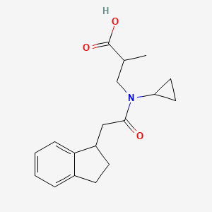 molecular formula C18H23NO3 B7642087 3-[cyclopropyl-[2-(2,3-dihydro-1H-inden-1-yl)acetyl]amino]-2-methylpropanoic acid 