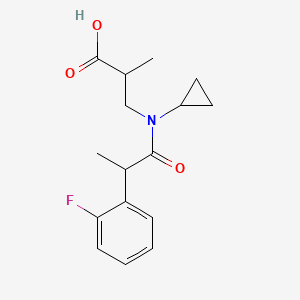 molecular formula C16H20FNO3 B7642095 3-[Cyclopropyl-[2-(2-fluorophenyl)propanoyl]amino]-2-methylpropanoic acid 