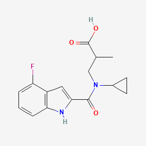 3-[cyclopropyl-(4-fluoro-1H-indole-2-carbonyl)amino]-2-methylpropanoic acid