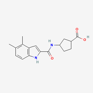 3-[(4,5-dimethyl-1H-indole-2-carbonyl)amino]cyclopentane-1-carboxylic acid