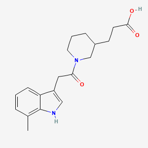 3-[1-[2-(7-methyl-1H-indol-3-yl)acetyl]piperidin-3-yl]propanoic acid