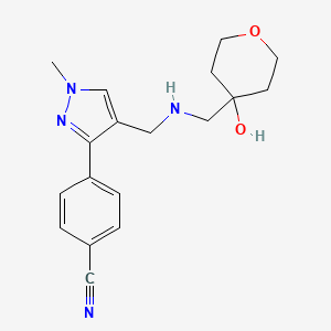 4-[4-[[(4-Hydroxyoxan-4-yl)methylamino]methyl]-1-methylpyrazol-3-yl]benzonitrile