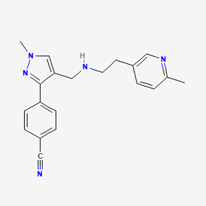 molecular formula C20H21N5 B7642206 4-[1-Methyl-4-[[2-(6-methylpyridin-3-yl)ethylamino]methyl]pyrazol-3-yl]benzonitrile 